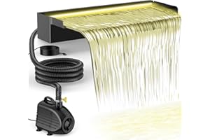NFESOLAR Pond Waterfall Spillway Kit, Includes 23.6" W Stainless Pond Waterfall Box, 1200 GPH Water Pump, 10FT Corrugated Tubing for Outdoor Ponds Pool Streams up to 3000 Gallons N4611