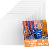 Koncci Canvas for Painting 20x20 cm 12 Pack Acid-Free Cotton Canvas Board view 1