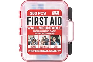 M2 BASICS Professional 350-Piece First Aid Kit – First Aid Kit for Car, Home, Office, Business & Vehicles – Organized Dual-Layer Wall-Mountable Hard Case, Emergency Medical, OSHA Workplace Safety