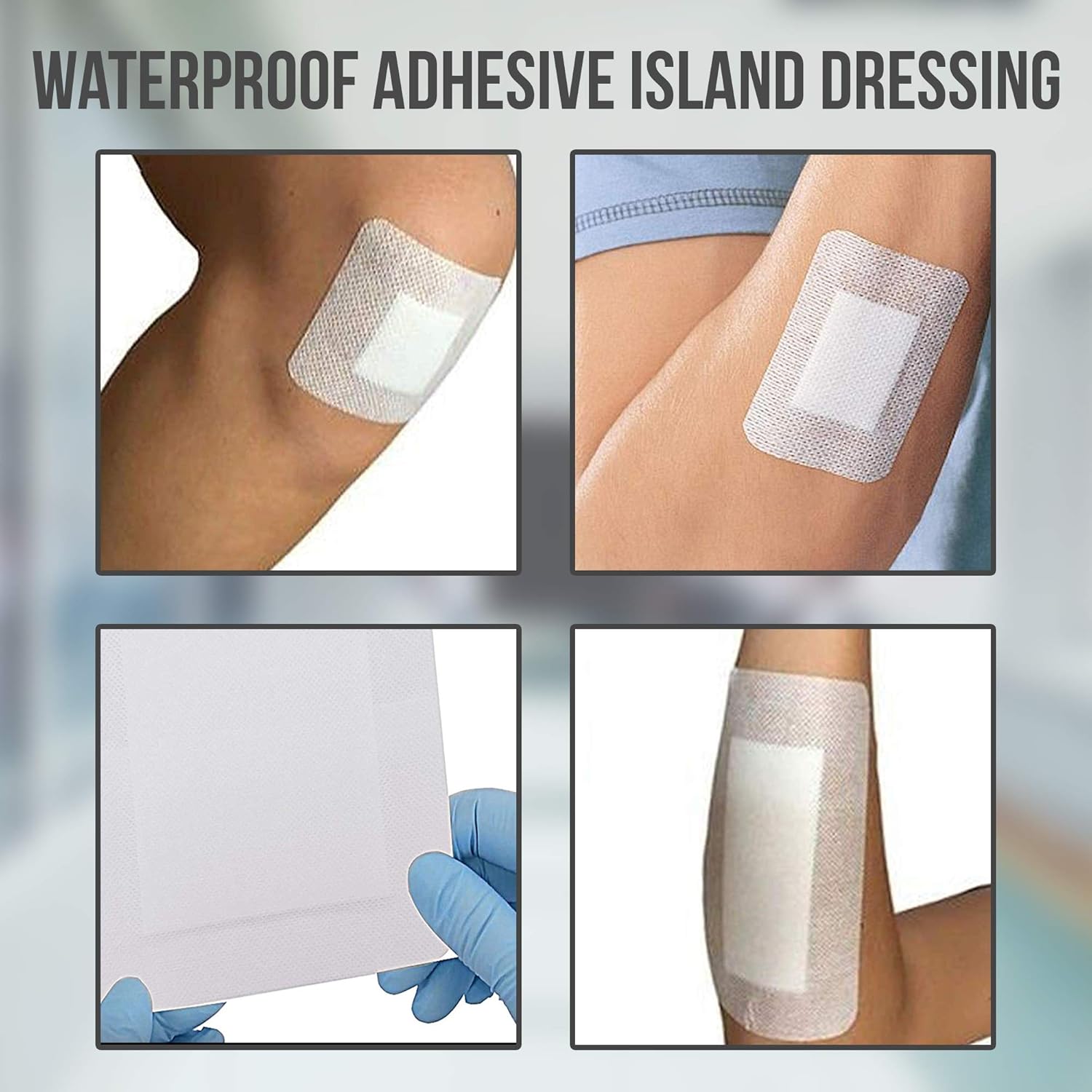 JJ CARE [Pack of 25] Waterproof Adhesive Island Dressing 6” x 6”, Sterile Wound Dressing, Breathable Bordered Gauze Pads, Latex Free Bandages, Individually Wrapped, Central Pad Size 4"x4": Health & Personal Care