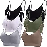 BQTQ 6 Pcs V Neck Bralettes for Women Padded Bralette with Straps Seamless Bra