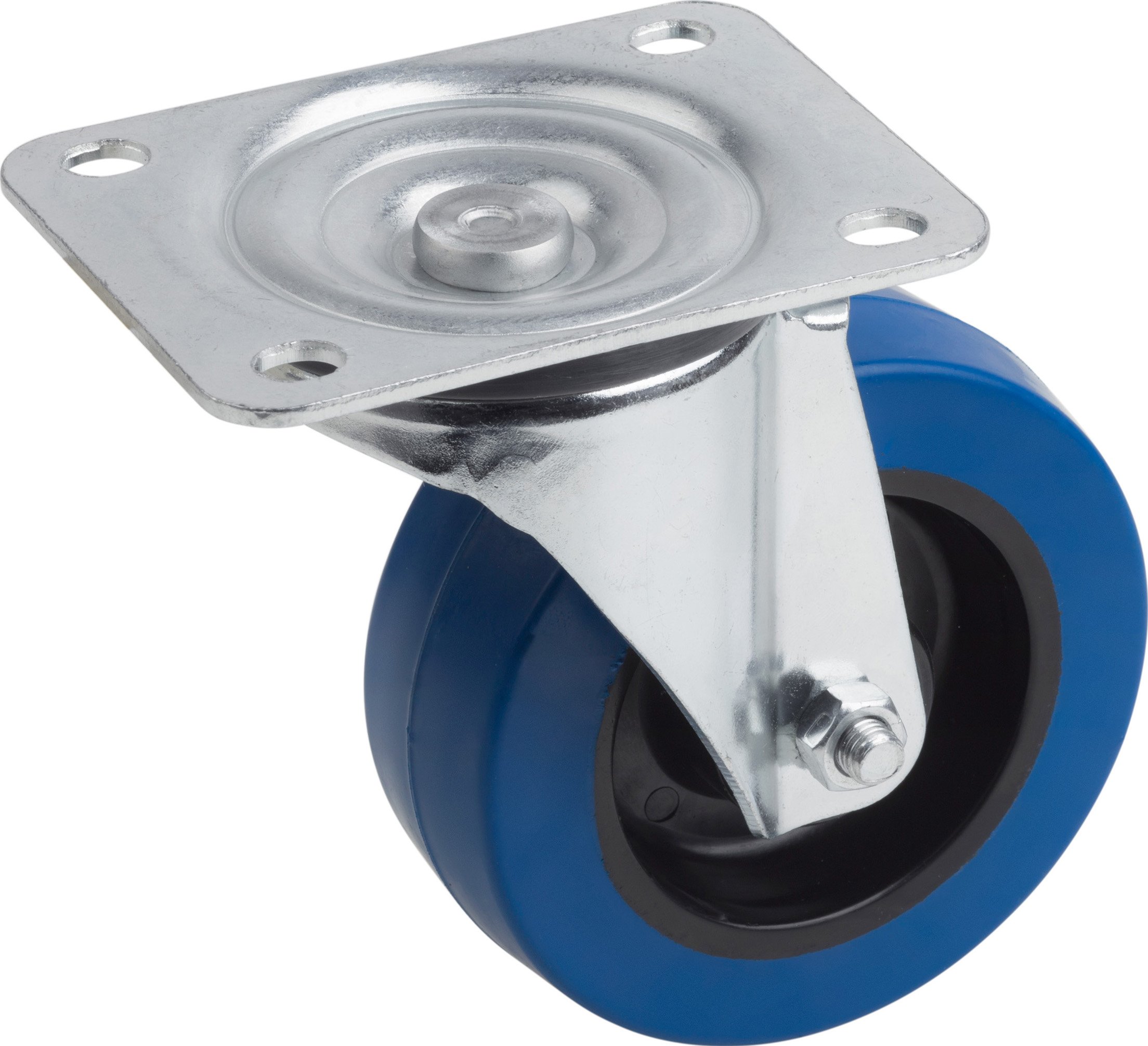 Metafranc Swivel Castor Diameter 100 mm - 105 x 80 mm Plate - Elastic Solid Rubber Wheel - Soft Tread - Roller Bearing - 150 kg Load Capacity/Transport Castor/Furniture Castor/Heavy Duty Castor