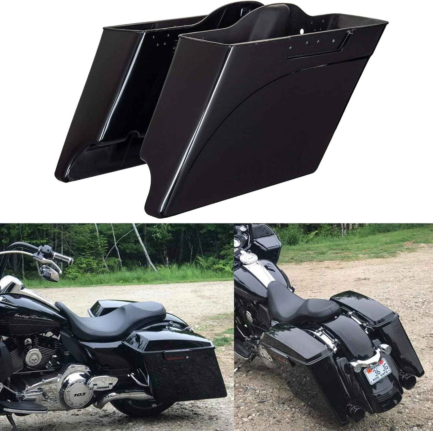 US STOCK 4" Hard Stretched Saddle Bag Extension For Harley Touring 1994