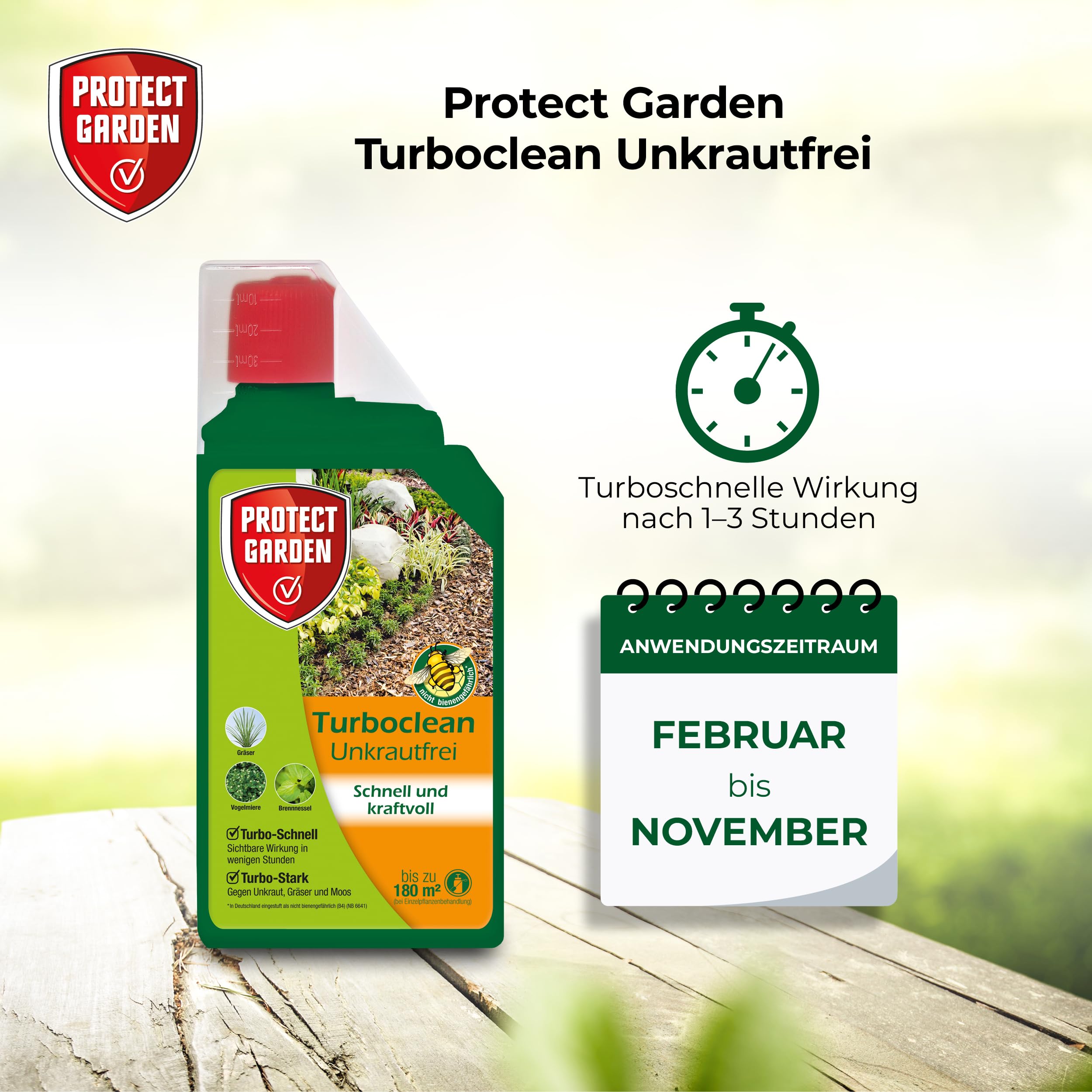 PROTECT GARDEN Turboclean Unkrautfrei, Unkrautvernichter gegen hartnäckige Unkräuter wie Giersch und Ackerschachtelhalm, 1000 ml Konzentrat 6
