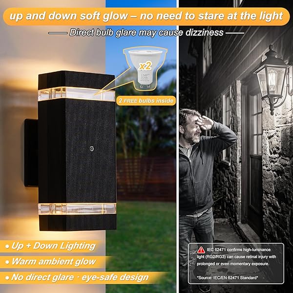 LMP DUSK TO DAWN OUTDOOR LIGHTING, 5W LED EXTERIOR LIGHTING FIXTURES, IP65 WATERPROOF WALL SCONCE LIGHTS FOR OUTSIDE HOUSE, PORCH, GARAGE AND FRONT DOOR.