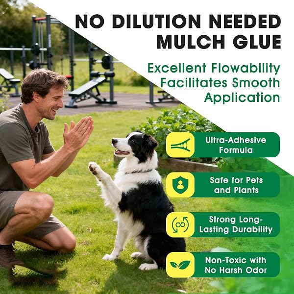 VOLLENCE READY TO USE MULCH GLUE, 128OZ ROCK GLUE FOR LANDSCAPING, NO DILUTION NEEDED FAST-DRY STRONG PEA GRAVEL STABILIZER LANDSCAPE, BINDER FOR PEBBLE, PINE STRAW FOR OUTDOOR GARDENS