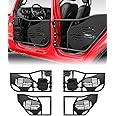 ROADER JL Gladiator Tube Doors for 2018-2023 Jeep Wrangler JL Unlimited | Gladiator JT 4-Door US Flag pattern Front & Rear Tubular Half Doors Adventure With Offroad Front Door Side Storage Bag