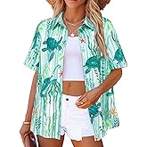 Zeagoo Womens Hawaiian Button Down Shirts Short Sleeve Casual Floral Tropical Shirt Summer Beach Shirt Cool Button Up Tops