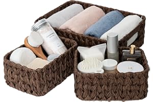 GRANNY SAYS Wicker Storage Baskets for Shelves, Pack of 3 Nesting Wicker Baskets Storage Organization, 1 Large Wicker Basket 