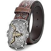 BELTROAD Western Leather Buckle Belt for Men Women Cowboy Cowgirl Mens Leather Belt for Jeans Christmas Men's Belt Gifts