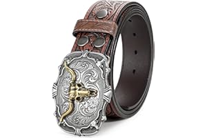 BELTROAD Western Leather Buckle Belt for Men Women Cowboy Cowgirl Mens Leather Belt for Jeans Christmas Men's Belt Gifts