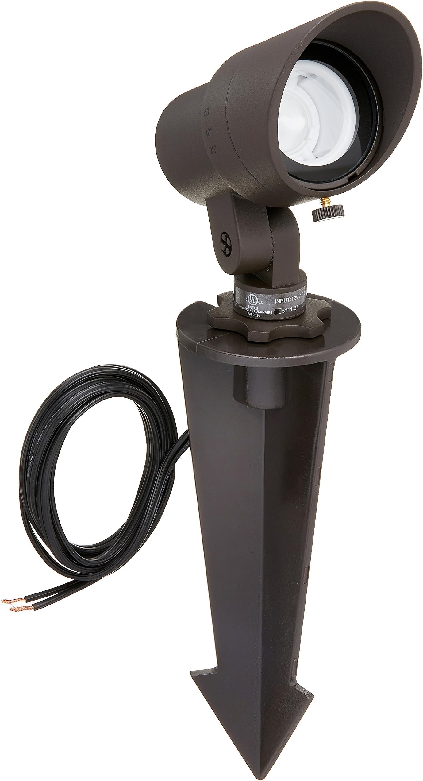 WAC Landscape Lighting, LED 12V Small Size Accent Light with Adjustable Beam Angle and Integral Brightness Control 50-420 Lumens 2700K Warm Built-in LED in Bronze