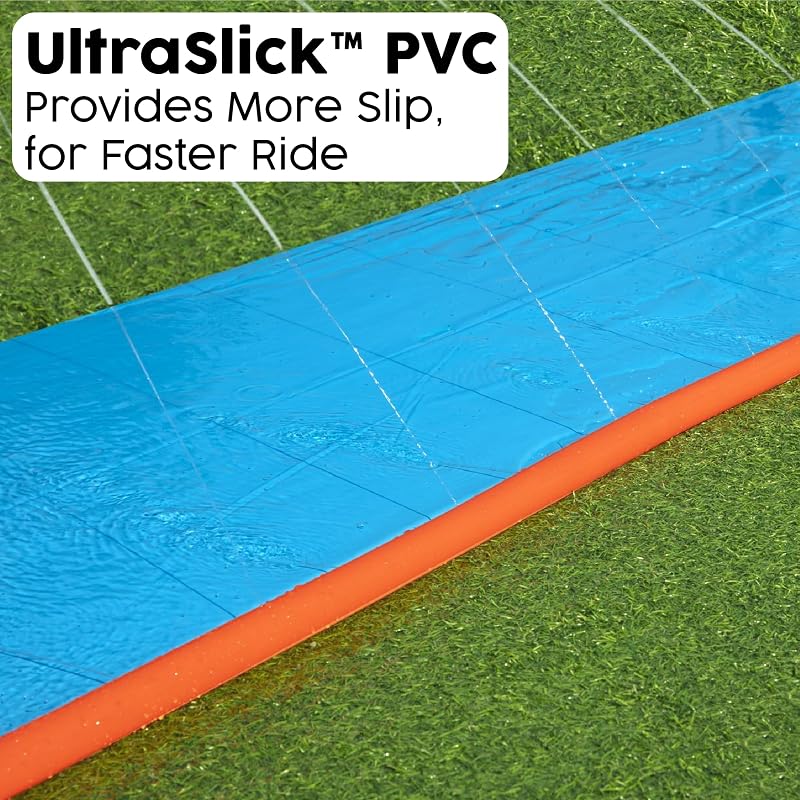 H20GO Single Water Slide, 4.88 m Inflatable Slip and Slide with Built-In Sprinklers