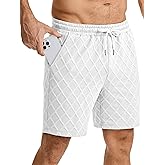 JMIERR Mens Sweat Shorts Drawstring Summer Beach Stretch Texture 7 inch Running Shorts with Pocket