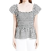 Max Studio Womens Flutter Sleeve Smocked Blouse
