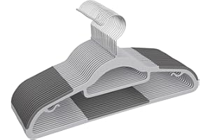 BAGAIL Heavy Duty Standard Plastic Hangers 50 Pack with Non-Slip Design,360°Swivel Hook Space Saving Organizer for Bedroom Closet,Shirts,Pants,Strong Enough for Coat(Grey)