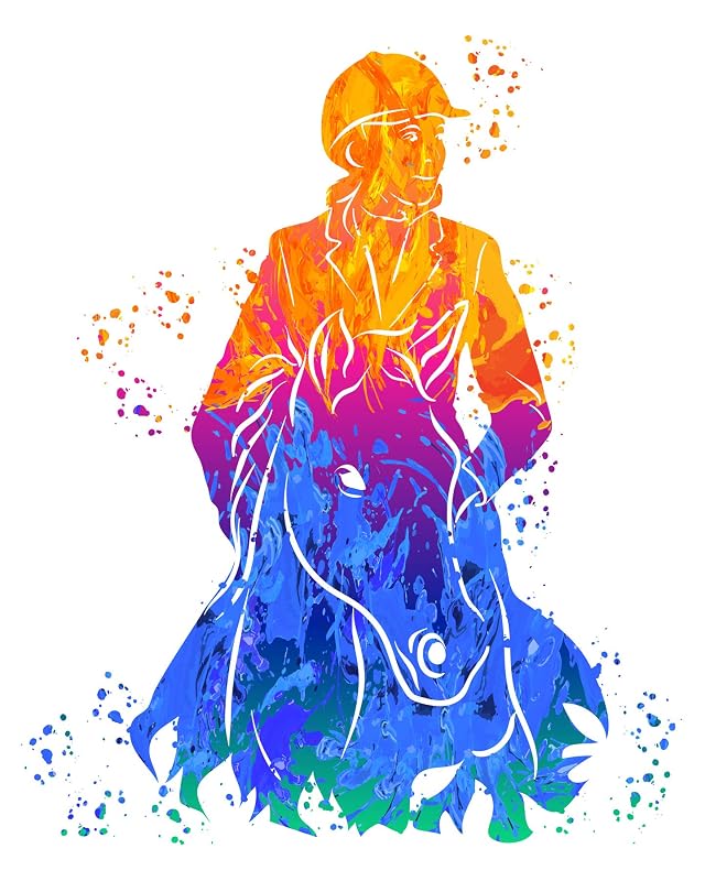 Abstract Gift for Horse Lover, Water Color Fire and Water Prints Horse Birthday gifts for Girls and Riders…