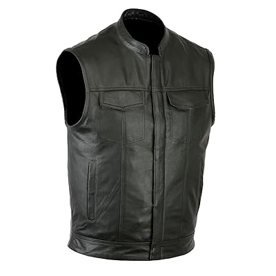 Men's Leather Biker Vest with Concealed Pockets Guyana Ubuy
