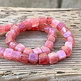 Artsy Crafts Natural Morganite Square Cube Beads 8mm Gemstone Beads for Jewelry Making Charm Bracelet Necklace Earrings Rosary (Cranberry)