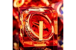 ORIFANTOU Magic Golden Ring DND Dice Set Sharp Edge Red Gaze Eye Resin Dice with Box, for use with RPG D&D Tabletop Games Lord D and D Polyhedral Dice Set