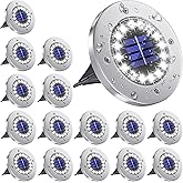 NFESOLAR 16 Pack Solar Lights Outdoor, 16 LEDs Bright Solar Ground Lights Outdoor Waterproof for Pathway Garden Yard Lawn Walkway Driveway (White)