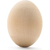 6 Quality Wood Easter Eggs to Paint, Smooth Wooden Eggs for Crafts, Wood Egg for Crafts & Easter Decor 2-1/2 in, by Woodpeckers