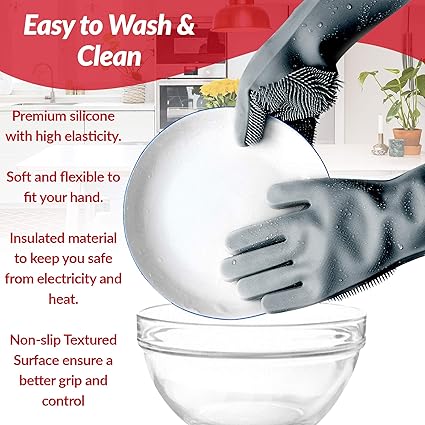 AKP - Guantes de silicona para lavaplatos con textura y palmas ...