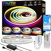 PAUTIX RGB Smart IC COB LED Strip Light Addressable 32.8ft/10m,UL-Listed 24V Color Flowing Strip Light Multicolor Flexible Tape Lights with APP Control/Music Mode,for TV,Bedroom,Party DIY Decoration