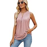 Vanfany Sleeveless Tops for Women Dressy Casual Summer Blouses Trendy Eyelet Office Work Shirts