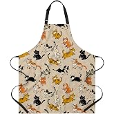 Funny Cat Apron Gift for Women Cat Mom Wife Girlfriend Daughter Friends , Cute Cats Lover Kitchen Apron with Pockets Adjustable for Cooking Baking, Cats Gift for Birthday Mother's Day Christmas