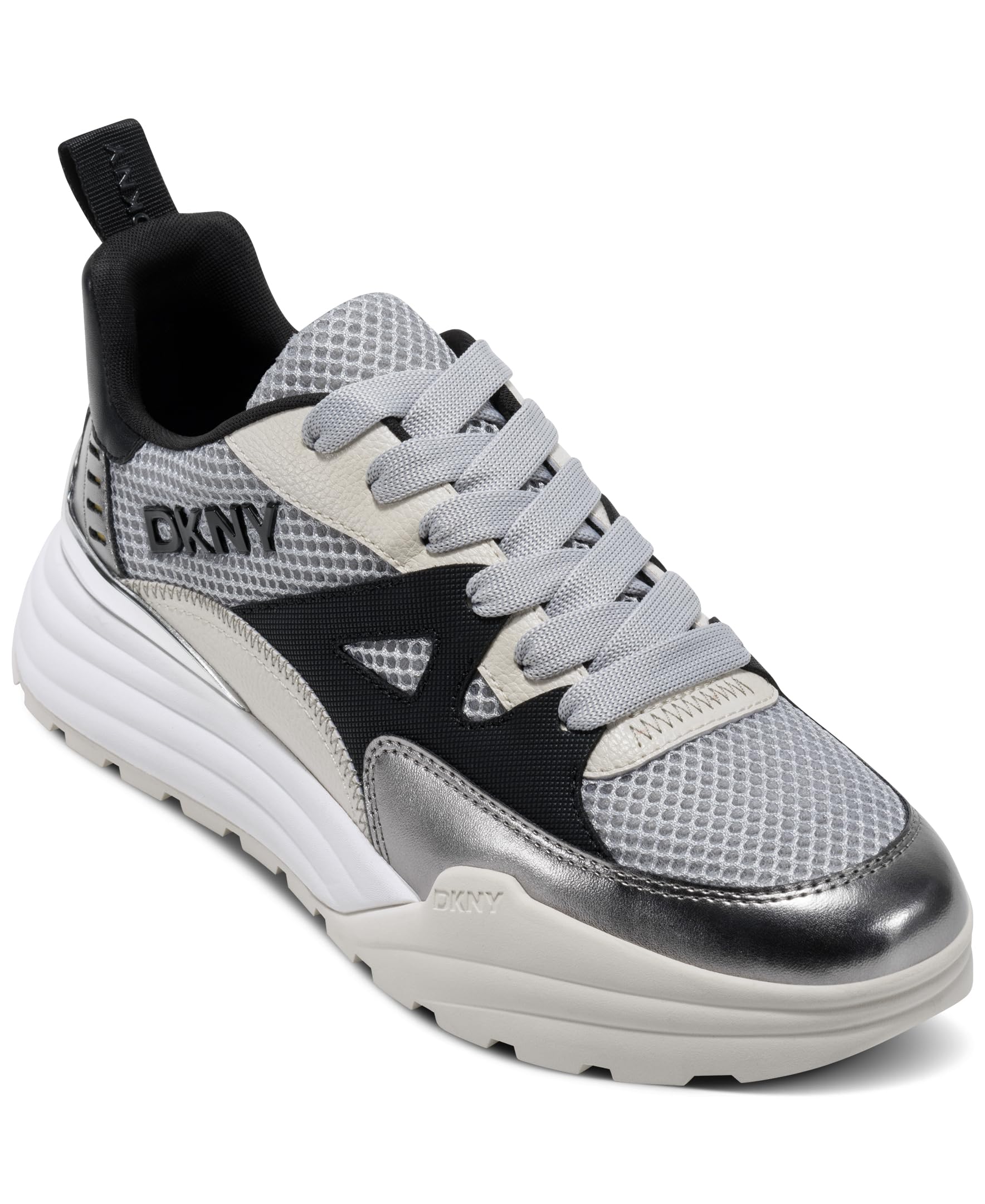 DKNY Women’s Sneaker, Nickel/Coconut, 8