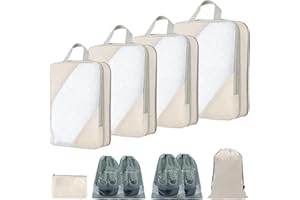 10 Set Compression Packing Cubes for Travel Essentials, Expandable Packing Cubes for Carry on Suitcase, Lightweight Luggage O