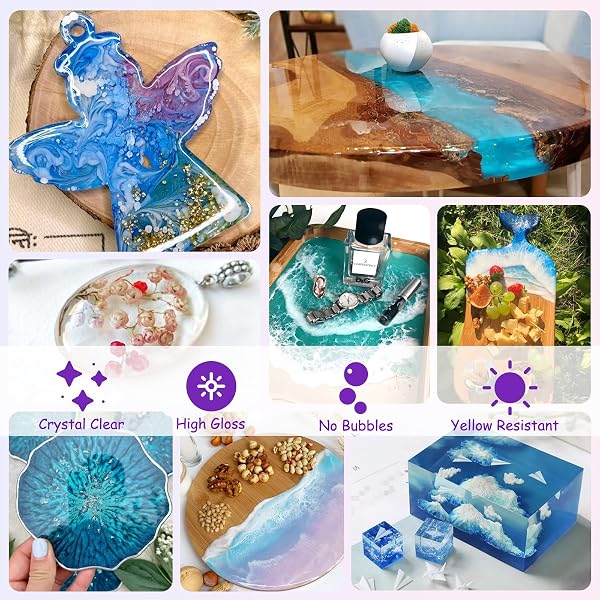 KISREL EPOXY RESIN 82OZ – CLEAR EPOXY RESIN KIT WITH 15 PIGMENTS AND 15 COLORS OF MICA POWDERS – NO YELLOWING NO BUBBLE CASTING RESINA FOR ART CRAFTS, JEWELRY MAKING, WOOD & RESINA MOLDS(41OZ X 2)