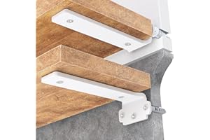 VANCASTLE Shelf Brackets, Floating Shelf Bracket 6 Pack 12 Inch, Heavy Duty Shelf Brackets 160 lbs Load Capacity, Metal L Brackets for Shelve with 1/5 Inch Thicked Novel Shape, Brackets for Wood Shelves, White