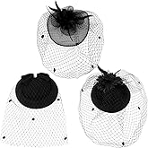 Geyoga 3 Pcs Fascinators Hats for Women The First Communion Hats Flapper Headpiece Mesh Veil Pearl Headdress