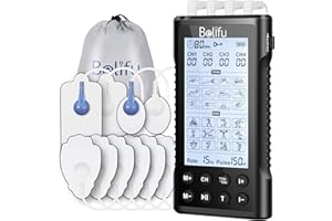 Belifu 4 Independent Channel TENS EMS Unit, 24 Modes,30 Level Intensity Muscle Stimulator Machine, Rechargeable Electric Puls