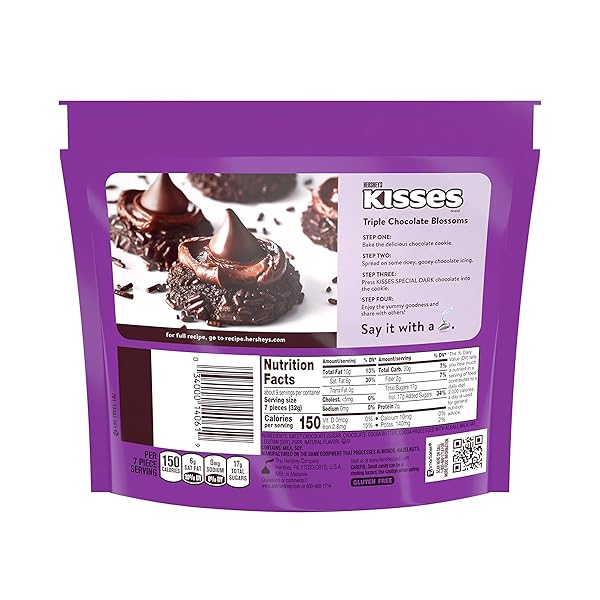 HERSHEY’S KISSES SPECIAL DARK MILDLY SWEET CHOCOLATE, CHRISTMAS CANDY SHARE PACK, 10 OZ