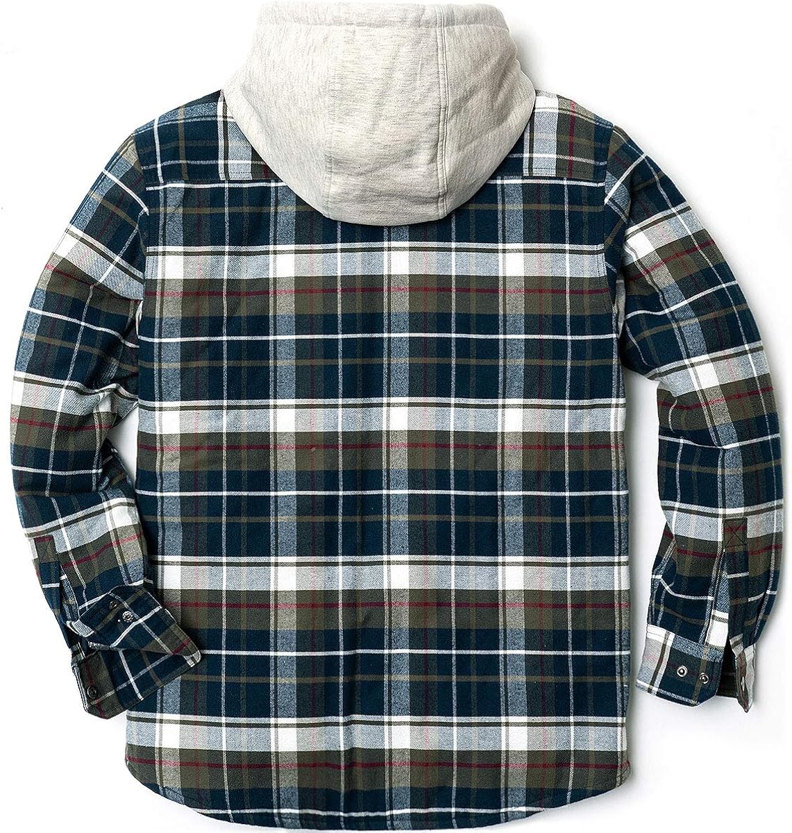 CQR Men’s Hooded Quilted Lined Flannel Shirt Jacket, Long Sleeve Plaid Button Up Jackets: Clothing