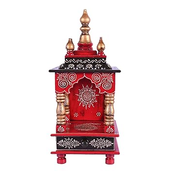 Collectible India Wooden Home Temple Puja Mandir With Rajasthani