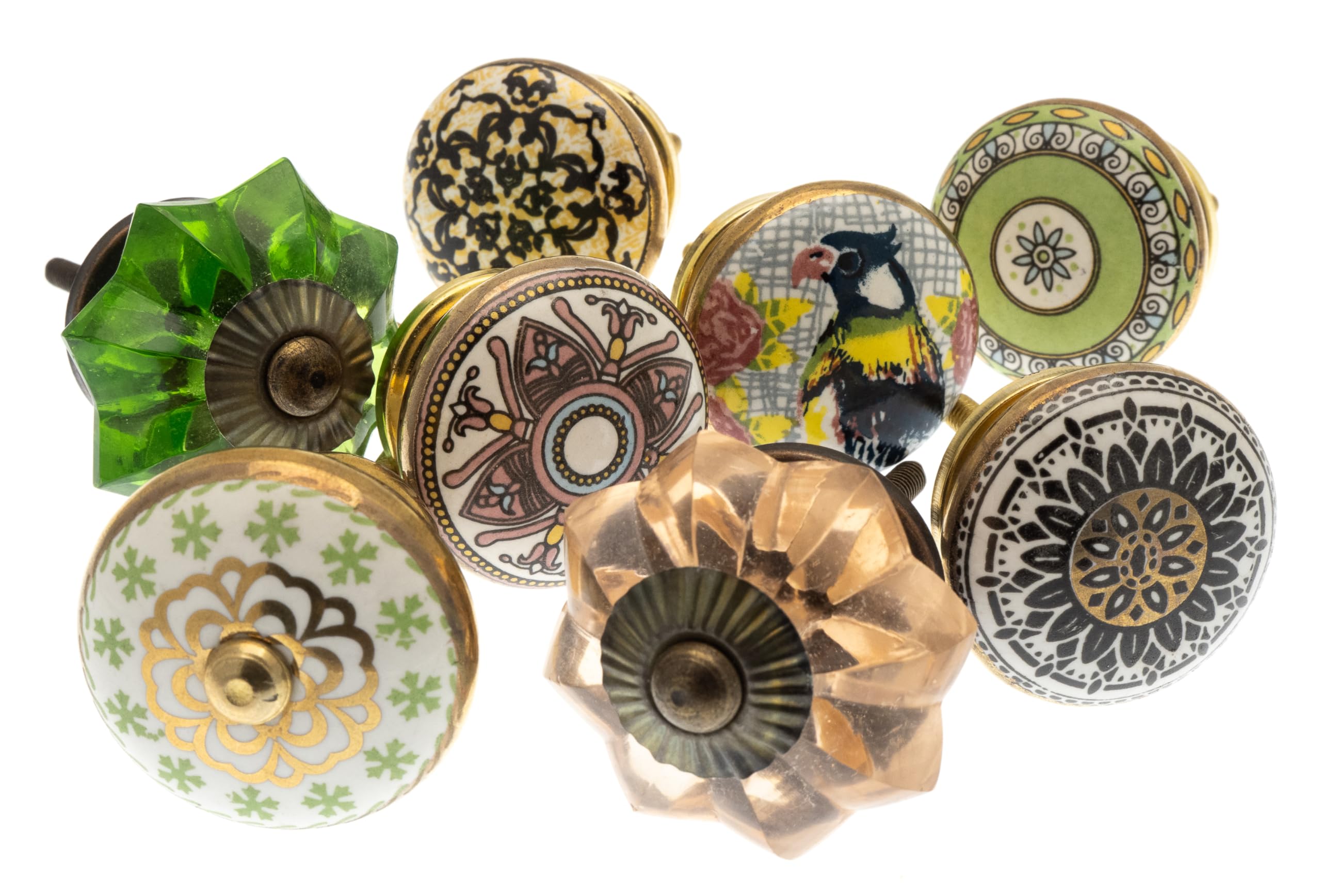 Mango Tree Cupboard Knobs - Decorative Bohemian Style with Classic Prints Ceramic Door and Drawer Handles – Vintage Home Décor Set of 8