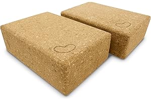 Bean Products Yoga Blocks, Standard & Large Sizes - Studio Grade, Non-Slip, Made from Eco Friendly Materials - 100% Natural Cork or Foam - Improves Stability & Alignment - Single Block or 2 Pack Sets