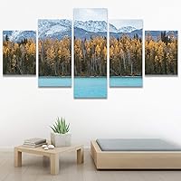 SIGNWIN 5 Panel Canvas Wall Art Modern Art Expressive Farmhouse/Country Landscape Mountain Top Multicolor Photography for Home Decorations Ready to Hang - 60