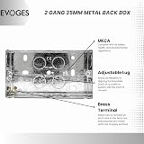 EVOGES Double Metal Back Box 35mm 2 Gang 1.0mm Brass Terminal BS4662 view 4