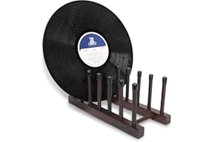 NUSWOR Vinyl Record Drying Rack - Modern Wenge Wood Stand, Space-Saving LP Organizer and Turntable Accessory, Storage Holder 