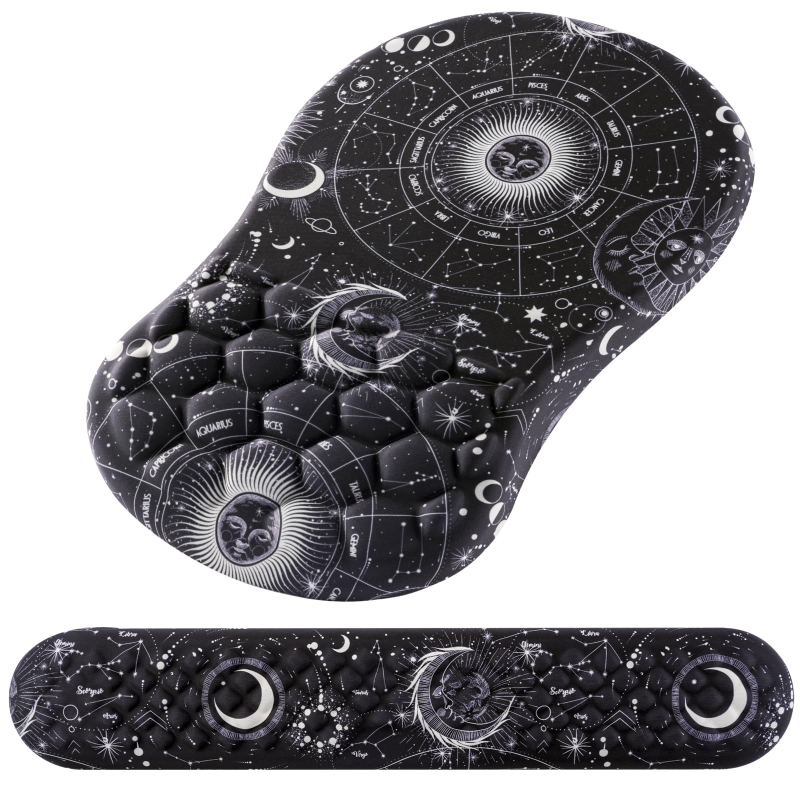 Laokiiy Mouse Pad Wrist Support, 2 in1 Keyboard Wrist Rest+ Ergonomic Mouse Pad, Non-Slip Wrist Rest for Computer Keyboard, Made Easy Typing & Relieve Wrist Pain(Sun Moon) Image Laokiiy Mouse Pad Wrist Support, 2 in1 Keyboard Wrist Rest+ Ergonomic Mouse Pad, Non-Slip Wrist Rest for Computer Keyboard, Made Easy Typing & Relieve Wrist Pain(Sun Moon) Image