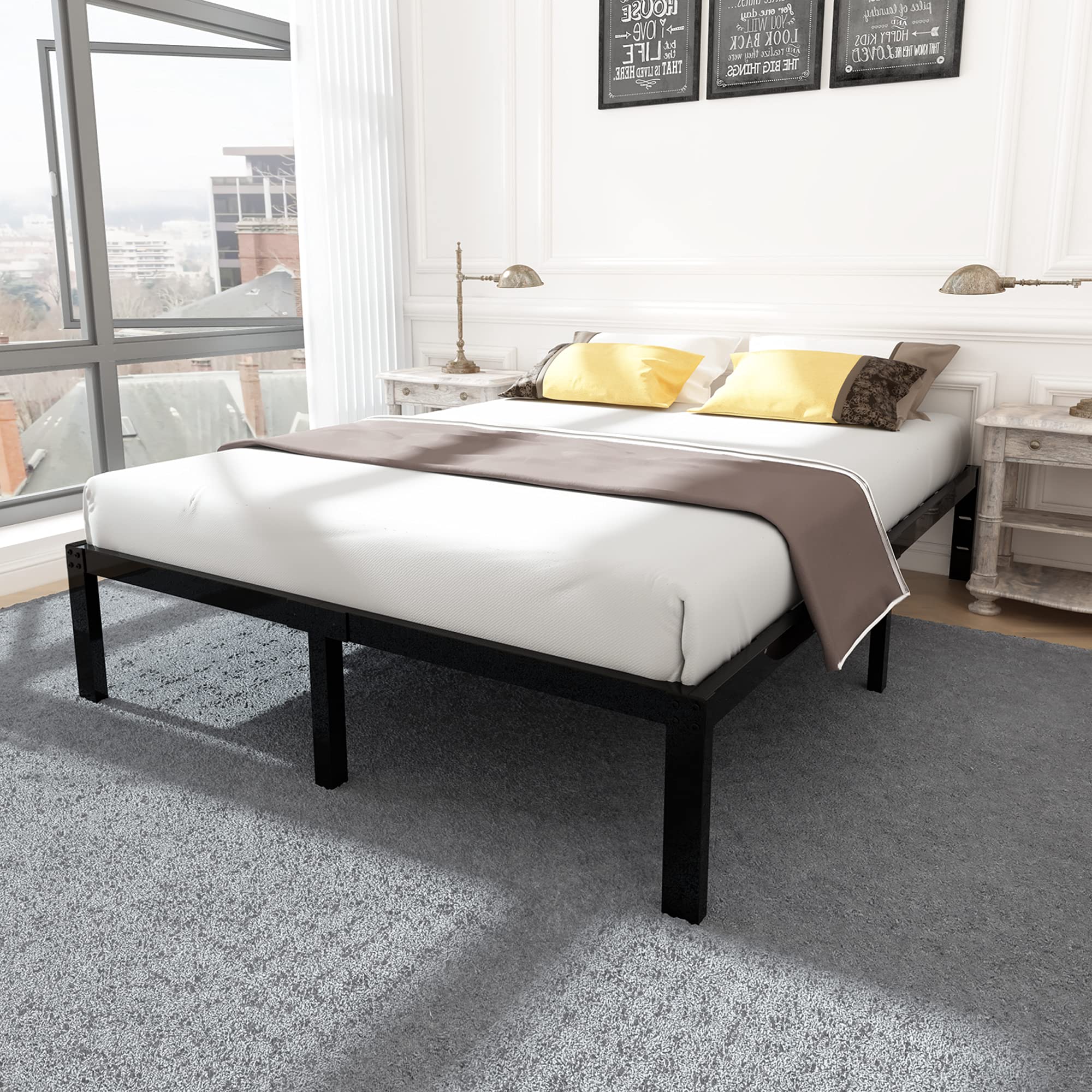 45MinST 14 Inch Reinforced Platform Bed Frame/3500lbs Heavy Duty/Easy Assembly Mattress Foundation/Steel Slat/Noise Free/No Box Spring Needed, Full