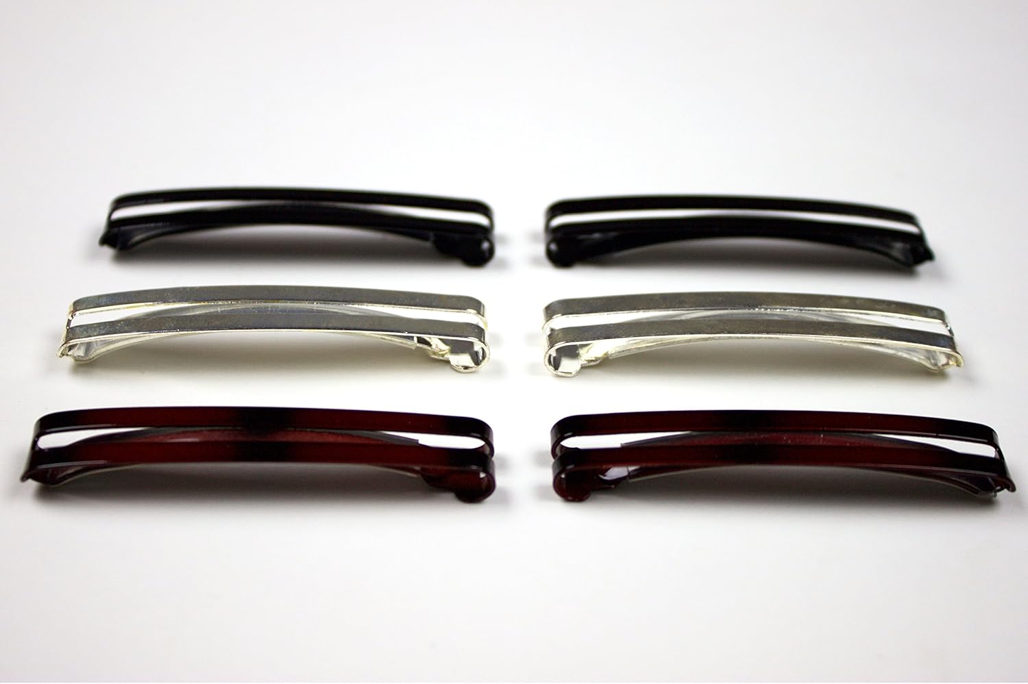 Scunci No-Slip Grip Open Center Stay Tight Barrettes, Assorted Colors, 6-Count : Hair Barrettes : Beauty