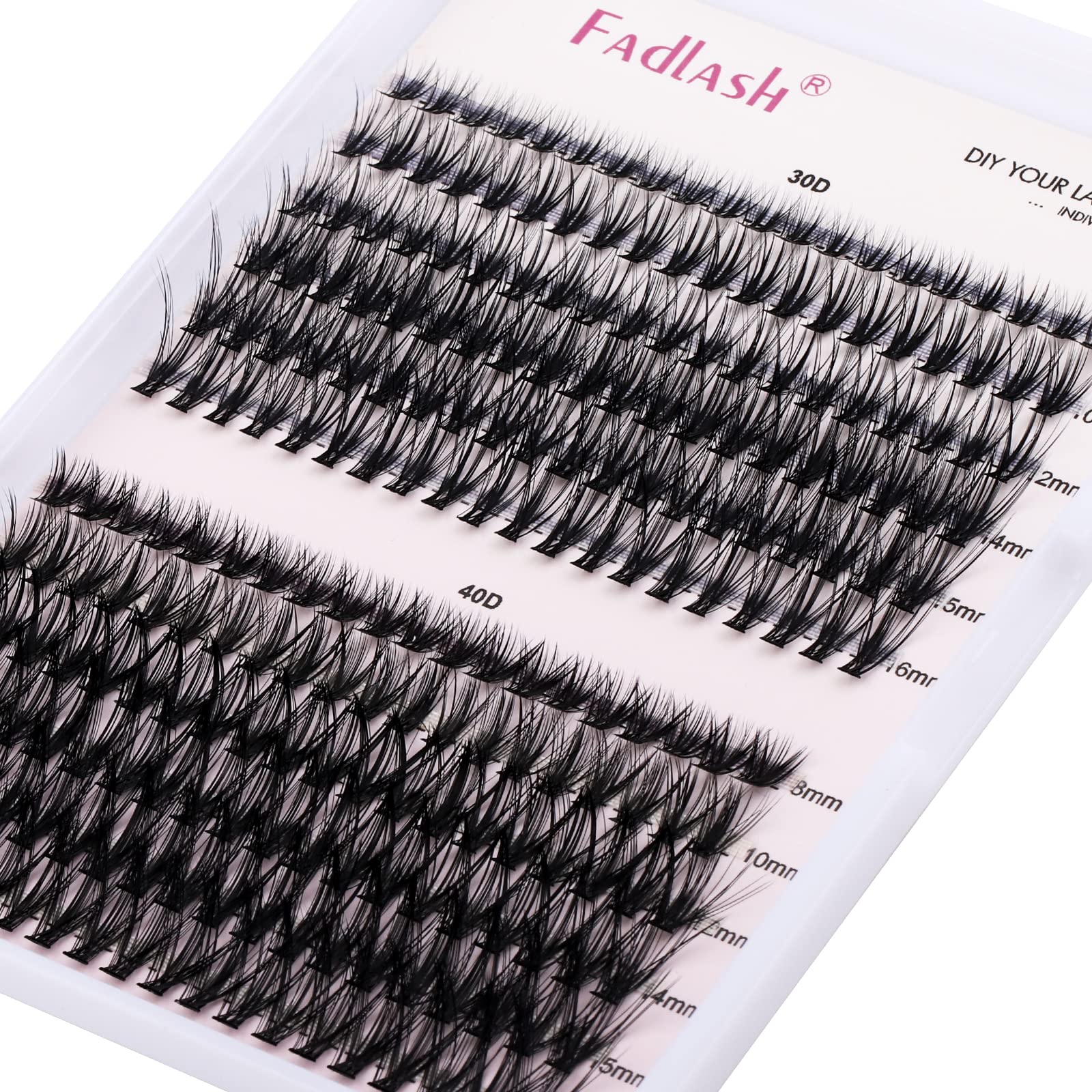 Individual Cluster Lashes Extensions 30D 40D 0.07 C Curl 8-16mm Mixed Trays Extensions 200Pcs Individual Cluster Lashes DIY Eyelash Extensions at Home — image 1