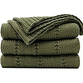 RECYCO Cable Knit Moss Green Throw Blanket for Couch, Super Soft Warm Cozy Decorative Knitted Throw Blanket 2.3LB for Bed, Sofa, Chair 50"x60"