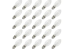 Creative Hobbies® Box of 25 Clear Blinker Light Bulbs, C7 Candelabra Base,Random Blinking - Great for Night Lights and Christmas Strings | 7 Watt Candelabra Base